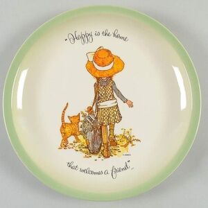 Vintage Holly Hobbie Plate  Happy is the Home That Welcomes Friends Girl w Cat